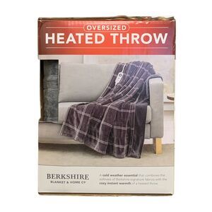 Berkshire Oversized Heated Throw with Auto Shut Off, 60"x70", Mid Grey